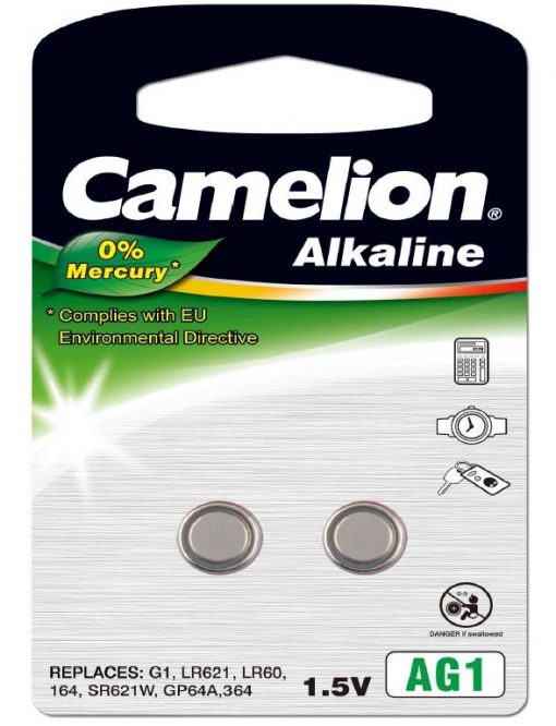 Pila Botón Alcalina LR60 1.5V 0% Mercurio (2 pcs) Camelion