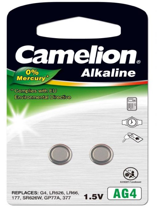Pila Botón Alcalina LR66 1.5V 0% Mercurio (2 pcs) Camelion