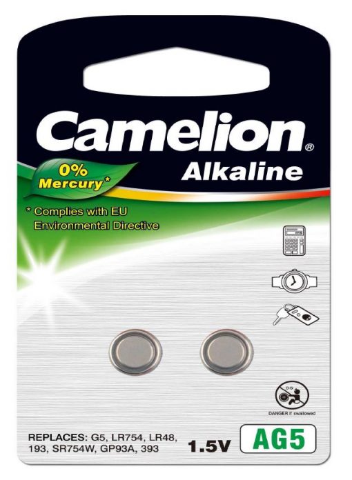 Pila Botón Alcalina LR48 1.5V 0% Mercurio (2 pcs) Camelion