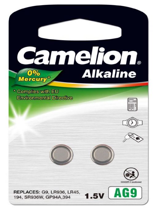 Pila Botón Alcalina LR45 1.5V 0% Mercurio (2 pcs) Camelion