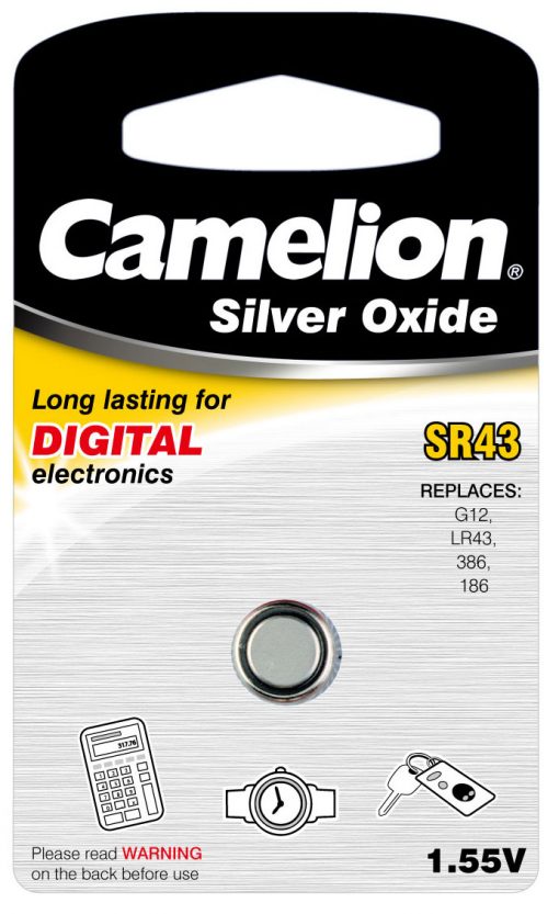 Boton Oxido plata SR43W 1.55V (1 pcs) Camelion