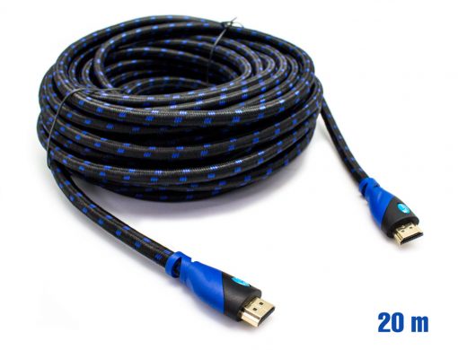 Cable HDMI Mallado v.1.4 M/M 24AWG Azul/Negro 20m BIWOND