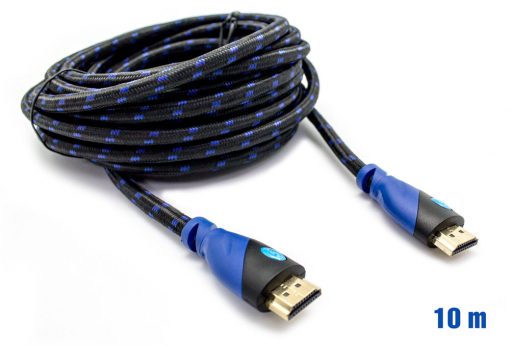 Cable HDMI Mallado v.1.4 M/M 28AWG Azul/Negro 10m BIWOND