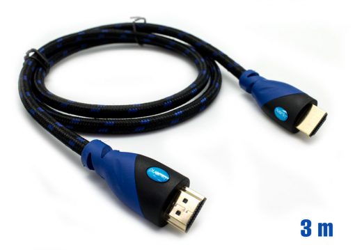 Cable HDMI Mallado v.1.4 M/M 30AWG Azul/Negro 3m BIWOND