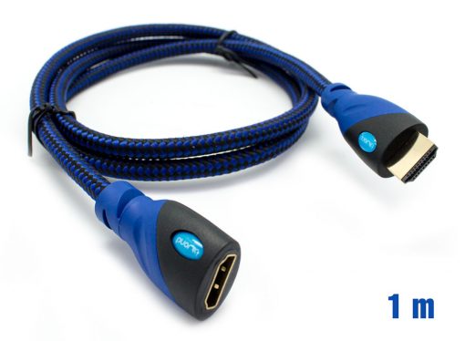 Cable HDMI Mallado v.1.4 M/H 30AWG Azul/Negro 1m BIWOND