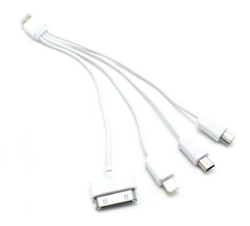 Cable Universal USB 4 en 1 Iphone/Ipad/Ipod/Samsung Blanco