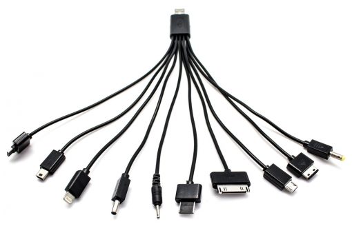 Cable Universal USB 10 en 1 Iphone/Samsung/Nokia/PSP Negro