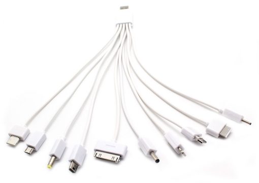 Cable Universal USB 10 en 1 Iphone/Samsung/Nokia/PSP Blanco