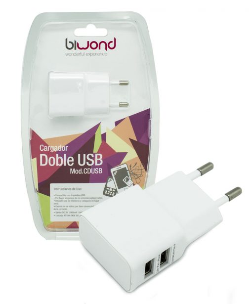 Cargador Doble USB 2A-1A Biwond