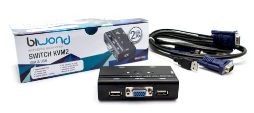 Conmutador KVM2 USB/VGA Switch 2 Puertos + Cable BIWOND