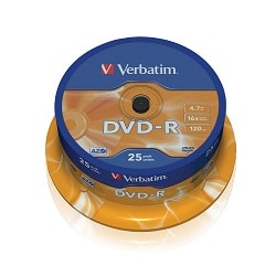 Tarrina DVD-R Verbatim 25 unds.