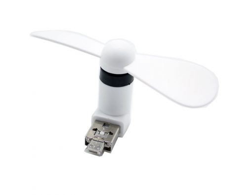 Mini Ventilador 2 en 1 USB+MicroUSB Universal Blanco