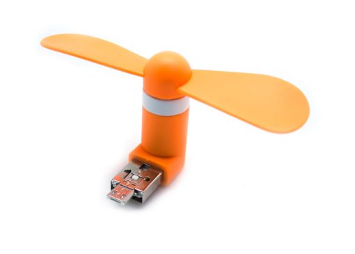 Mini Ventilador 2 en 1 USB+MicroUSB Universal Naranja