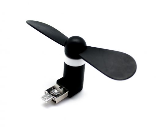 Mini Ventilador 2 en 1 USB+MicroUSB Universal Negro