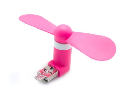 Mini Ventilador 2 en 1 USB+MicroUSB Universal Rosa