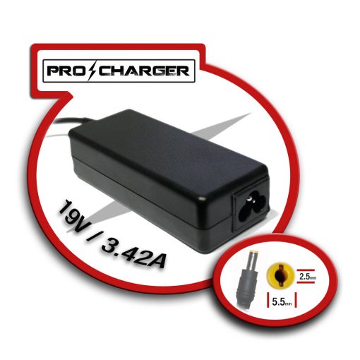 Carg. 19V/3.42A 5.5mm x 2.5 mm 65W Pro Charger