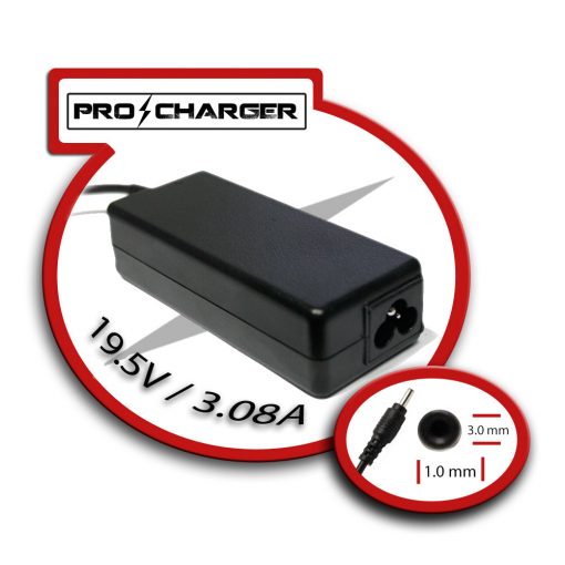 Carg. Ultrabook 19.5V/3.08A 3.0mm x 1.0mm 60w Pro Charger