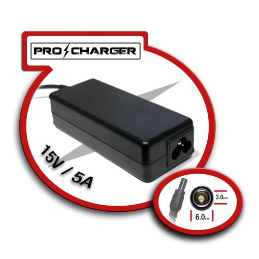 Carg. 15V/5A 6.0mm x 3.0 mm 75w Pro Charger