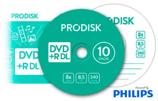 Tarrina DVD+R Doble Capa Prodisk 10unds