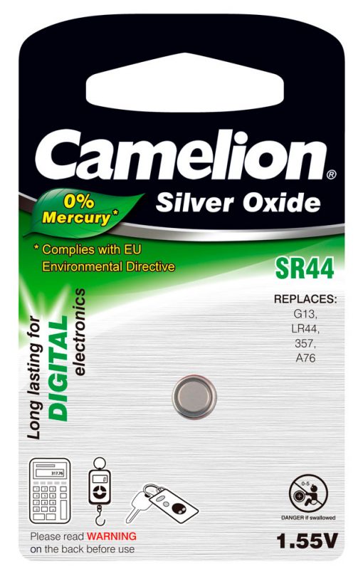 Boton Oxido plata SR44W 1.55V 0% Mercurio (1 pcs) Camelion